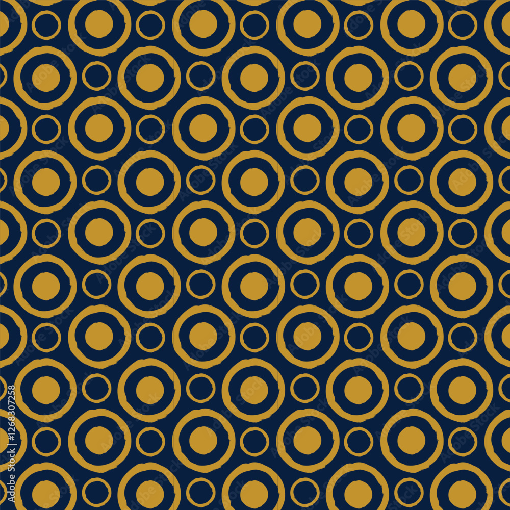 Fototapeta premium Vector Seamless golden and blue hand drawn circles pattern