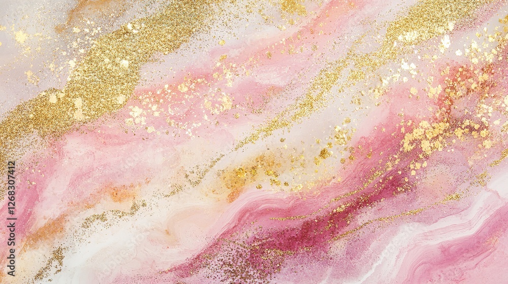 Fototapeta premium Luxurious Pink and Gold Glitter Background Texture, Radiating Elegance and Glamour