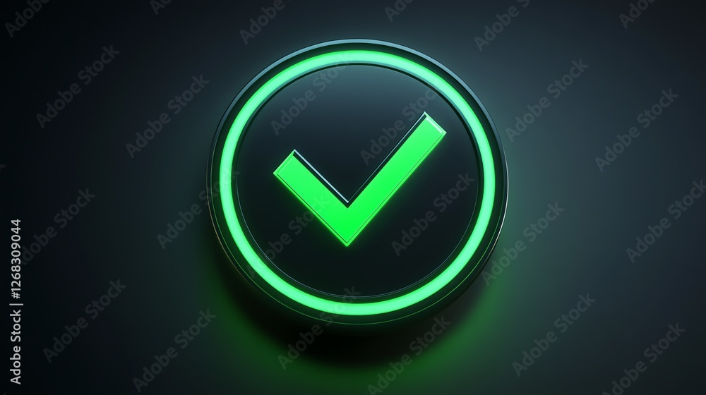 Green check mark inside a circular emblem, representing validation and achievement, sleek, minimalistic design with a vibrant green color Green check mark inside a circular emblem, representing validation and achievement, sleek, minimalistic design with a vibrant green color