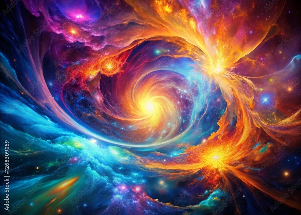 Obraz premium Vibrant Cosmic Energy: Abstract Waves in Dynamic Colors