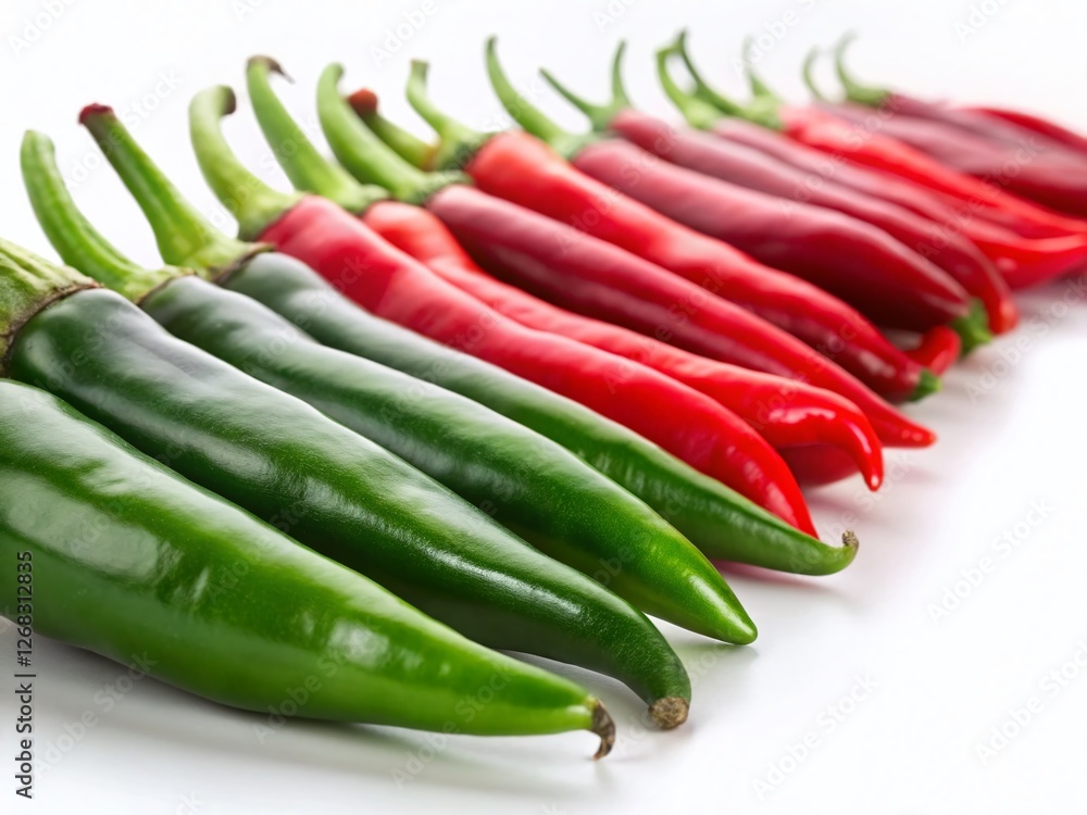 Vibrant Red & Green Chili Peppers Macro Photography - Spicy Food Stock Image Vibrant Red & Green Chili Peppers Macro Photography - Spicy Food Stock Image