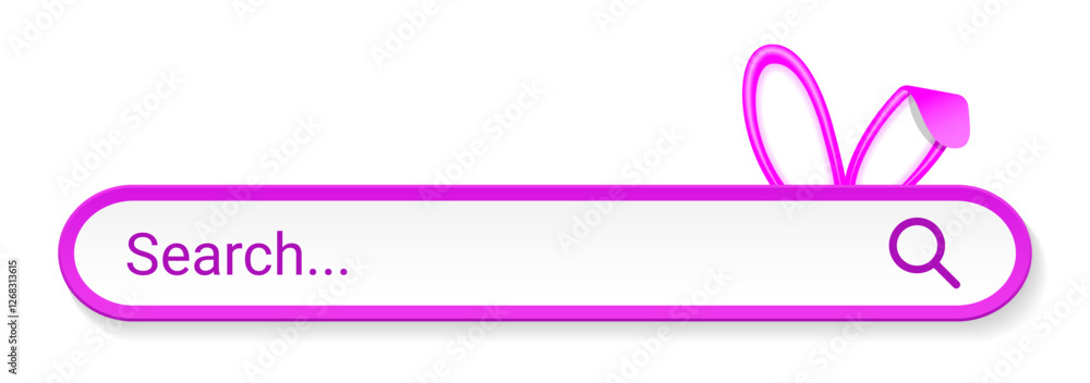 Search bar internet browser purple color with bunny ears on white background