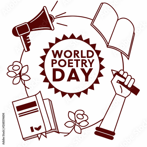 WORLD POETRY DAY silhouette vector