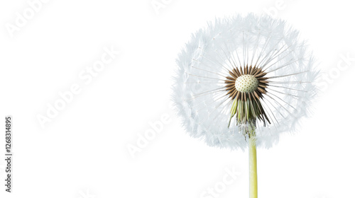 Obraz na płótnie Dandelion seed head showing its delicate seeds with transparent background w salonie