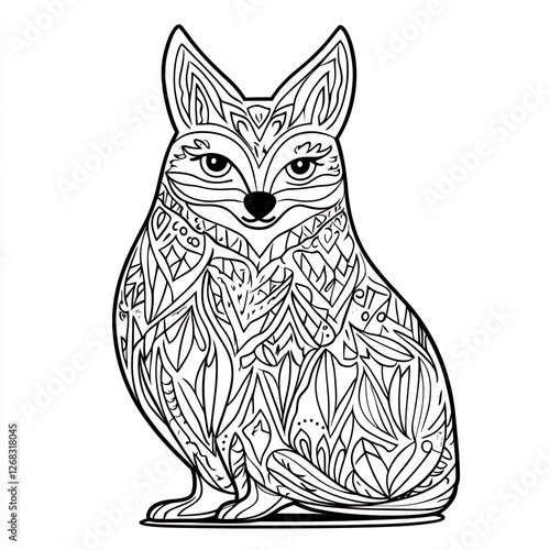 Artistic Depiction of a Stylized Fox with Intricate Patterns and Designs photo