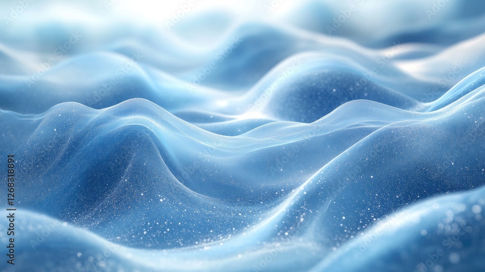Obraz premium Serene blue waves undulating gently under soft light, creating a tranquil oceanic atmosphere