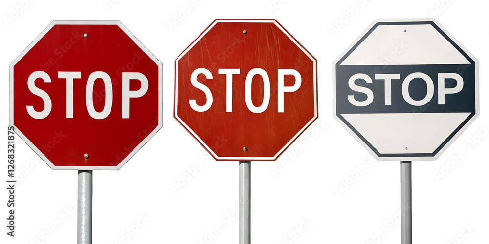 Collection of Stop Signs on White for Road Safety and Alerts, PNG Transparent Collection of Stop Signs on White for Road Safety and Alerts, PNG Transparent