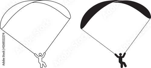 outline silhouette paragliding icon set