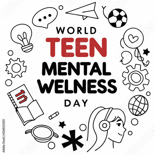 WORLD TEEN MENTAL WELLNESS DAY silhouette vector