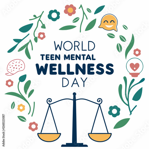 WORLD TEEN MENTAL WELLNESS DAY silhouette vector