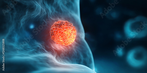 Glowing tumor growing inside human body