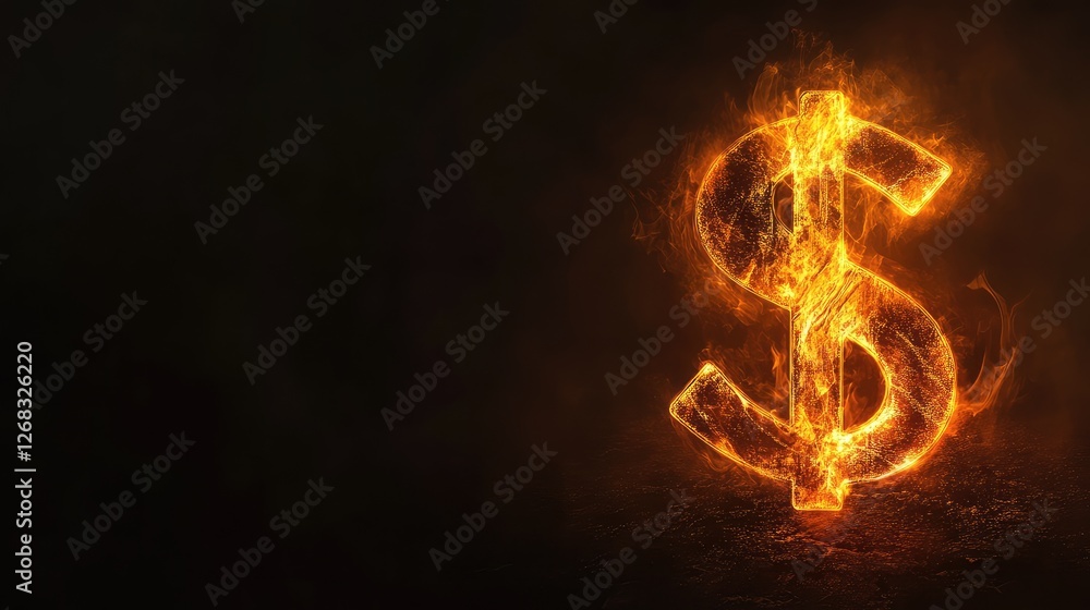 A dark silhouette of a glowing currency symbol, representing international business and finance. Copy space included. A dark silhouette of a glowing currency symbol, representing international business and finance. Copy space included.