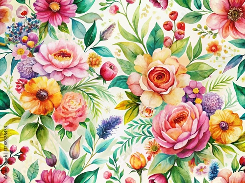 Whimsical Watercolor Floral Pattern: Abstract Wildflower Bloom Design for Fabric & Home Decor