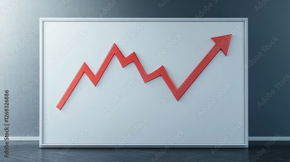 A failing business strategy on a whiteboard with a large red downward arrow, highlighting a company in financial distress. Copy space included. A failing business strategy on a whiteboard with a large red downward arrow, highlighting a company in financial distress. Copy space included.