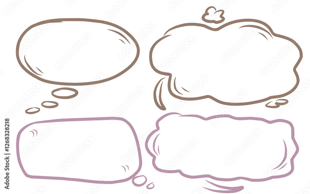 Fototapeta premium Set of hand drawn speech bubbles. Vector illustration