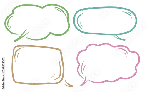 Set of hand drawn speech bubbles. Vector illustration