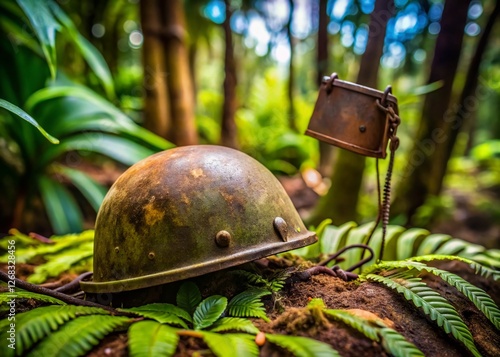 WWII Relic Discovery: Blurred Background Bokeh, Munda, Solomon Islands photo