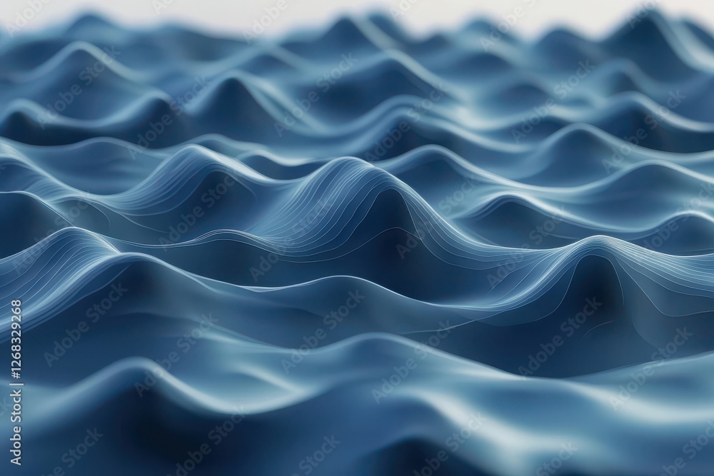 Obraz premium Abstract Wavy Ocean Surface in Shades of Blue with Soft Light Effects