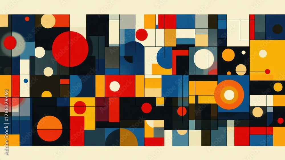 Abstract geometric art banner, colorful shapes, website header, modern design Abstract geometric art banner, colorful shapes, website header, modern design