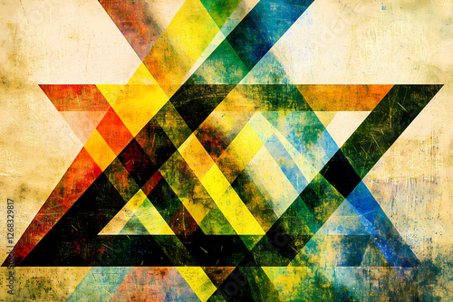 Wallpaper Mural A vibrant abstract geometric background with overlapping triangles in various sizes and colors, creating a dynamic and contemporary atmosphere. Torontodigital.ca