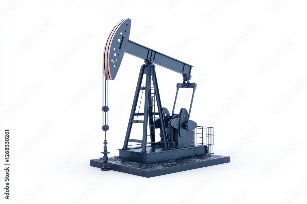 Pumping unit, oil extraction, industry, white background, energy production Pumping unit, oil extraction, industry, white background, energy production