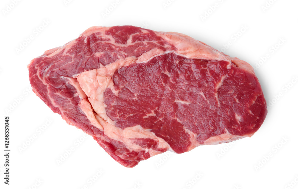 Piece of raw beef meat isolated on white Piece of raw beef meat isolated on white
