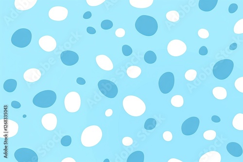 Winter pattern with white and blue snow dots on light blue background with copy space. Festive wallpaper for Christmas, New Year, Winter solstice holidays. Minimal design photo