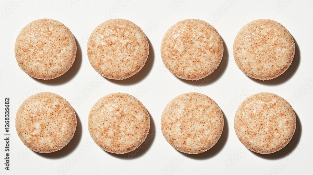 Eight round brown shampoo bars on white Eight round brown shampoo bars on white