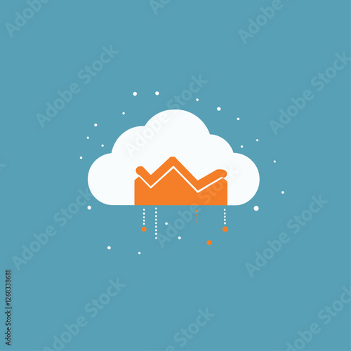 Cloud Computing and Data Analysis Graphic on Blue Background