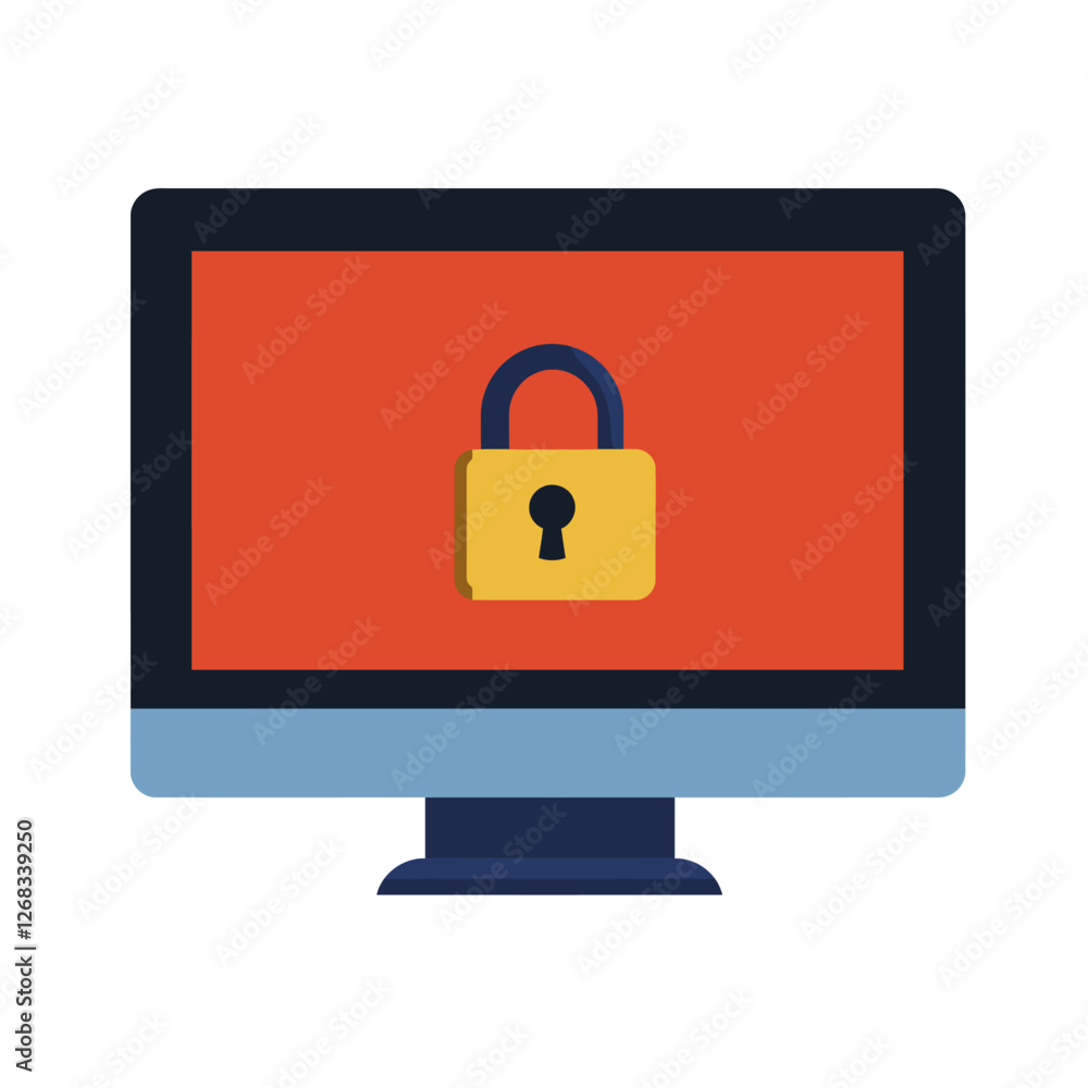Computer Monitor with Locked Screen, Digital Security and Data Protection Computer Monitor with Locked Screen, Digital Security and Data Protection