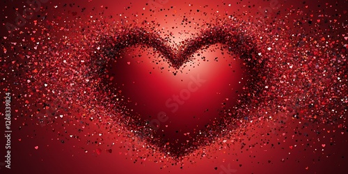 Romantic Red Heart Shaped Glitter Background Valentine s Day Love Abstract Design