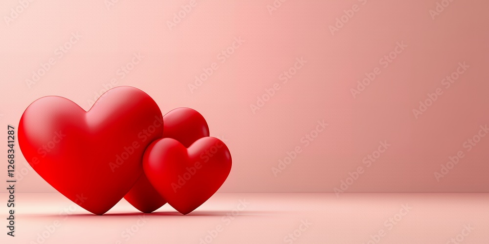 Romantic Red Hearts on Pink Background Valentine s Day Love Romance Concept Romantic Red Hearts on Pink Background Valentine s Day Love Romance Concept