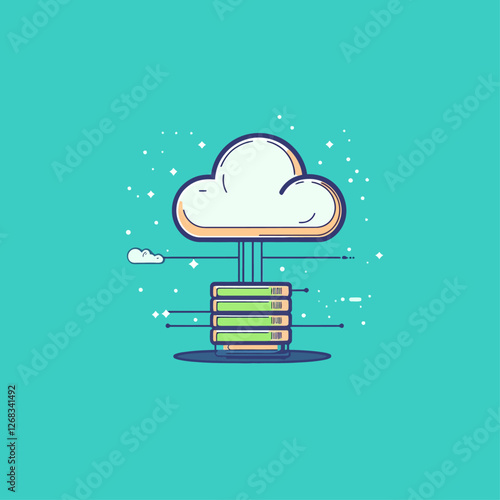 Cloud computing concept illustration with server data stack design.