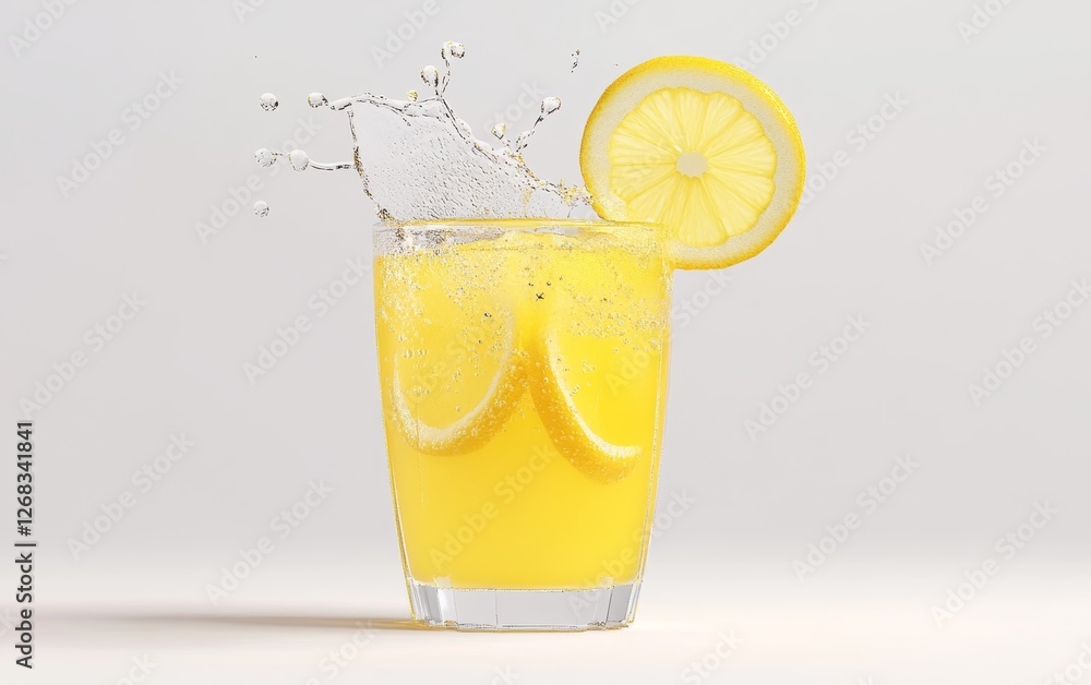 Refreshing Lemonade Splash in Clear Glass Cup Refreshing Lemonade Splash in Clear Glass Cup