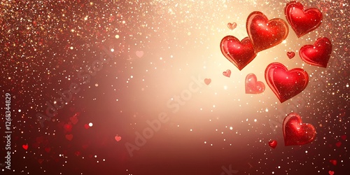 Sparkling Red Hearts Valentine s Day Background Romantic Love Glitter Design