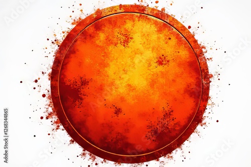 Fiery Red Circular Design with Splashes