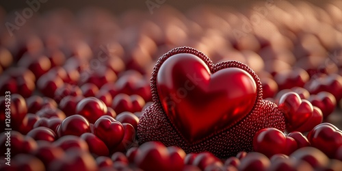 Romantic Red Heart Surrounded by Smaller Hearts Valentine s Day Concept Love Background