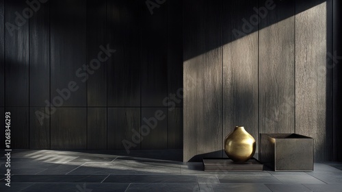 Wallpaper Mural Modern gold vase on dark wood wall interior design Torontodigital.ca