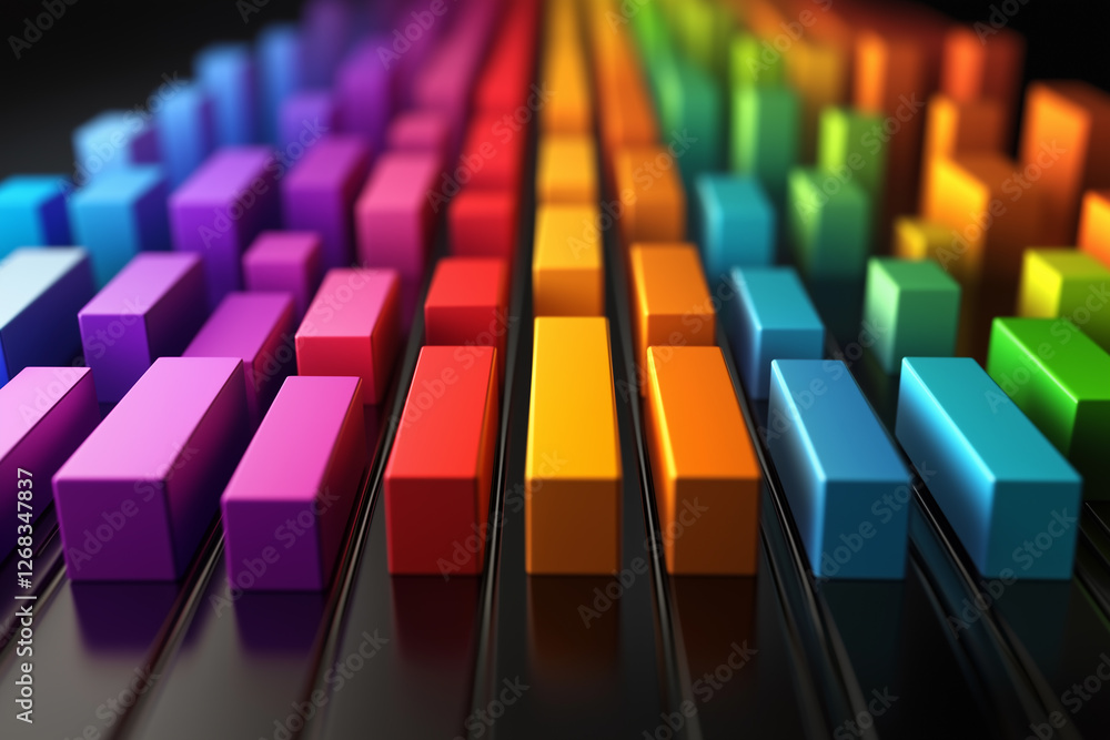 Obraz premium Abstract Colorful 3D Blocks Rainbow Spectrum Gradient Pattern Design