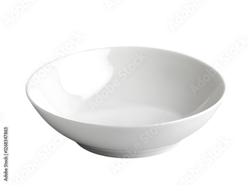 Empty white dish plate on transparent background