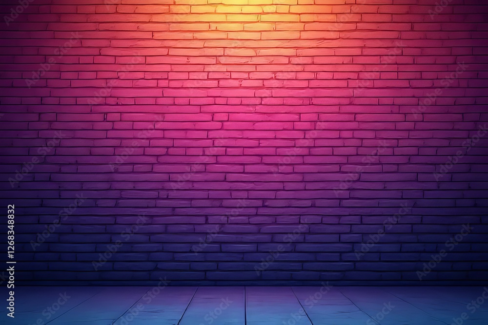 custom made wallpaper toronto digitalNeon Brick Wall Background with Gradient Colors - Empty Room Scene