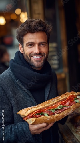 attractive young man buying...