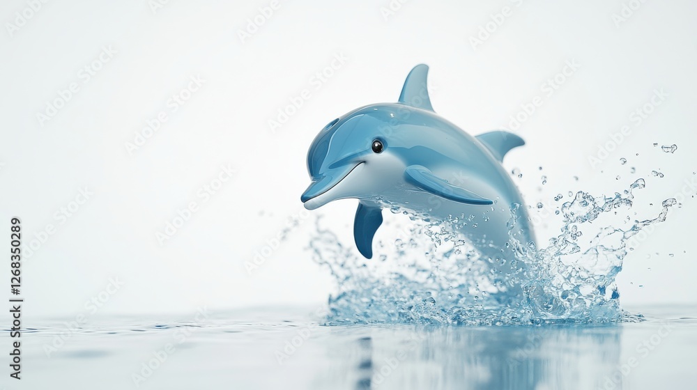 Obraz premium Playful Dolphin Leaping Above Crystal Clear Ocean Water Surface