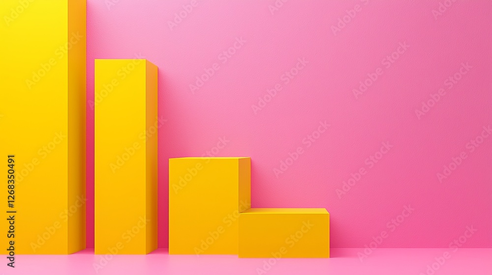 Vibrant yellow geometric shapes studio digital art playful environment low angle contemporary design Vibrant yellow geometric shapes studio digital art playful environment low angle contemporary design