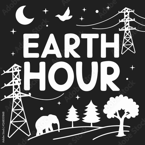 Earth Hour silhouette vector