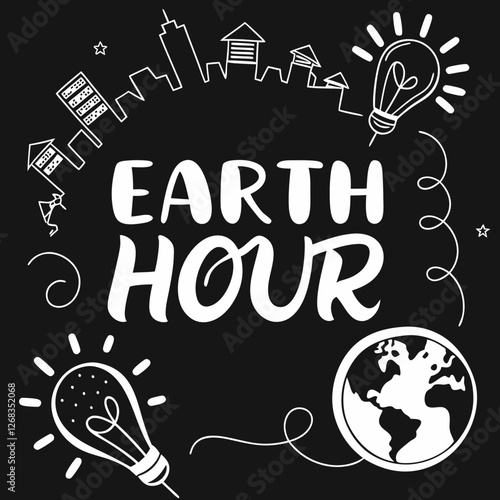Earth Hour silhouette vector