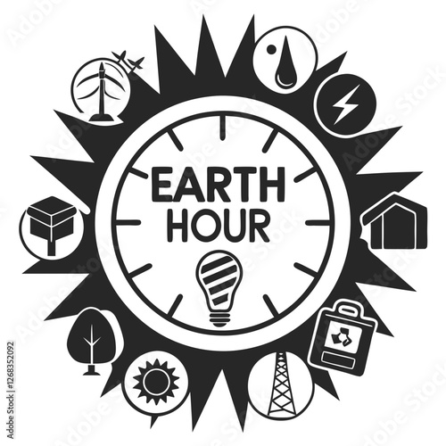 Earth Hour silhouette vector
