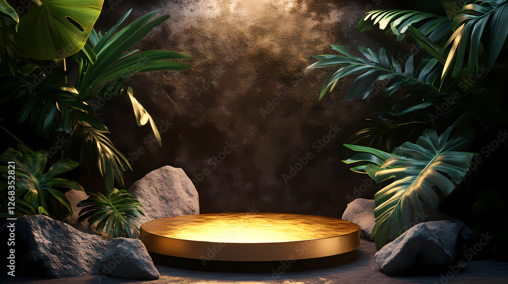 Obraz premium Mysterious Golden Platform in Tropical Setting