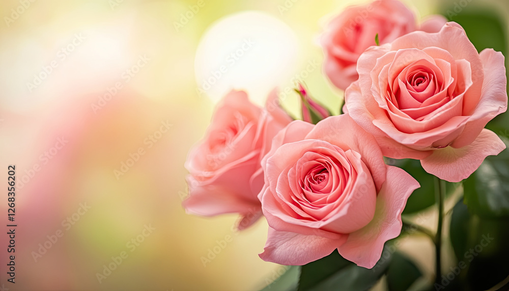 A close-up of soft pink roses against a blurred background, creating a romantic atmosphere. A close-up of soft pink roses against a blurred background, creating a romantic atmosphere.