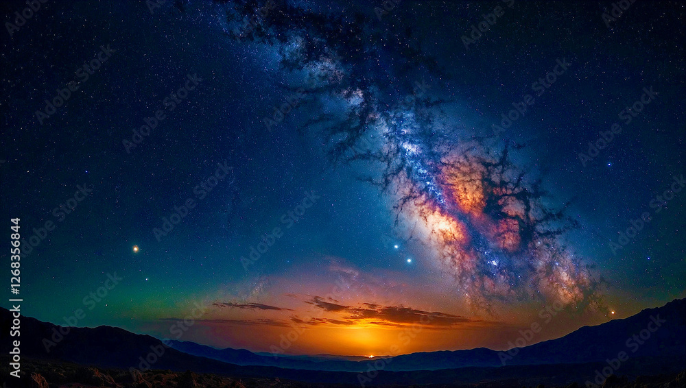 Naklejka premium A view of the galaxy while traveling as an astral voyager. the view in front should have great depth of field......AI generated illustration.